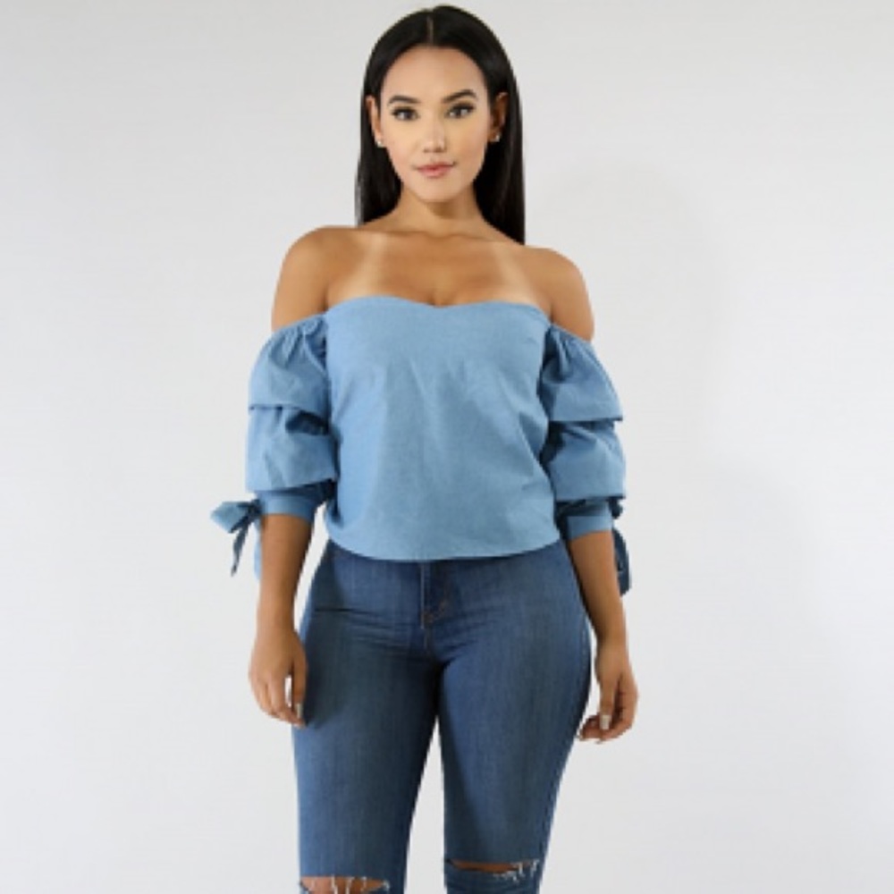 Off Shoulder Denim Top